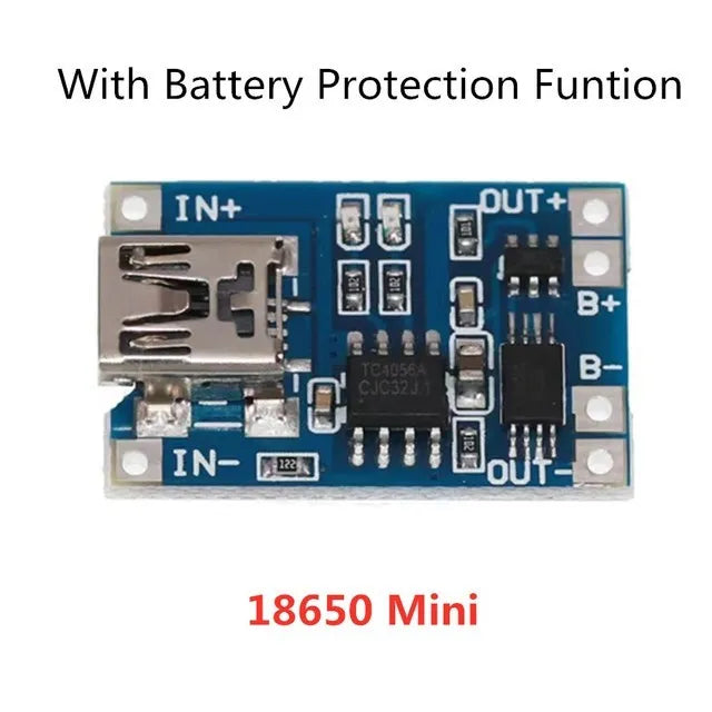 Modulo Caricabatterie TP4056 18650 con Protezione – Micro USB / Type-C / Mini USB