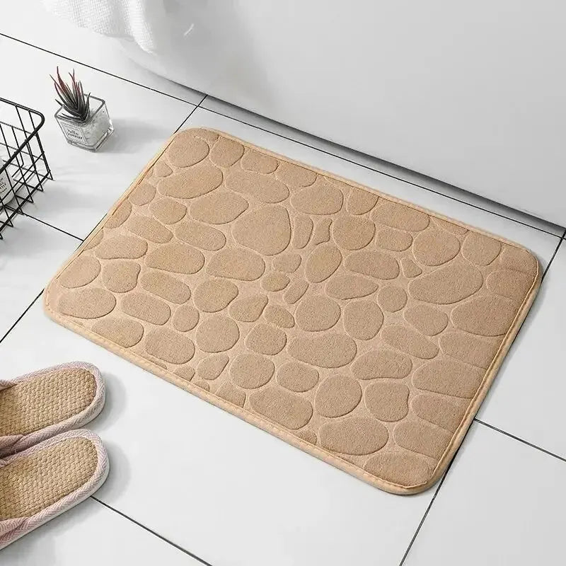 Tappeto in Fibra Goffrata Antiscivolo – Effetto Ciottoli per Bagno e Soggiorno, Memory Foam