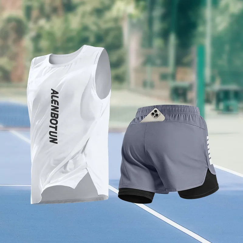Completo Sportivo Uomo Estivo – Canotta e Pantaloncino Asciugatura Rapida per Running, Marathon e Basket