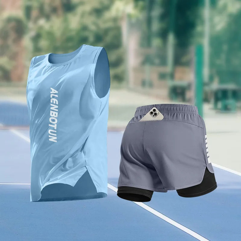 Completo Sportivo Uomo Estivo – Canotta e Pantaloncino Asciugatura Rapida per Running, Marathon e Basket