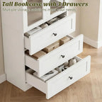 Bücherregal Alta 203 cm mit Glastüren und Schubladen – Weiß