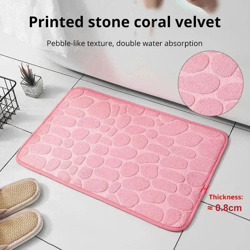 Tappeto in Fibra Goffrata Antiscivolo – Effetto Ciottoli per Bagno e Soggiorno, Memory Foam