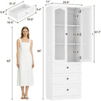 Bücherregal Alta 203 cm mit Glastüren und Schubladen – Weiß