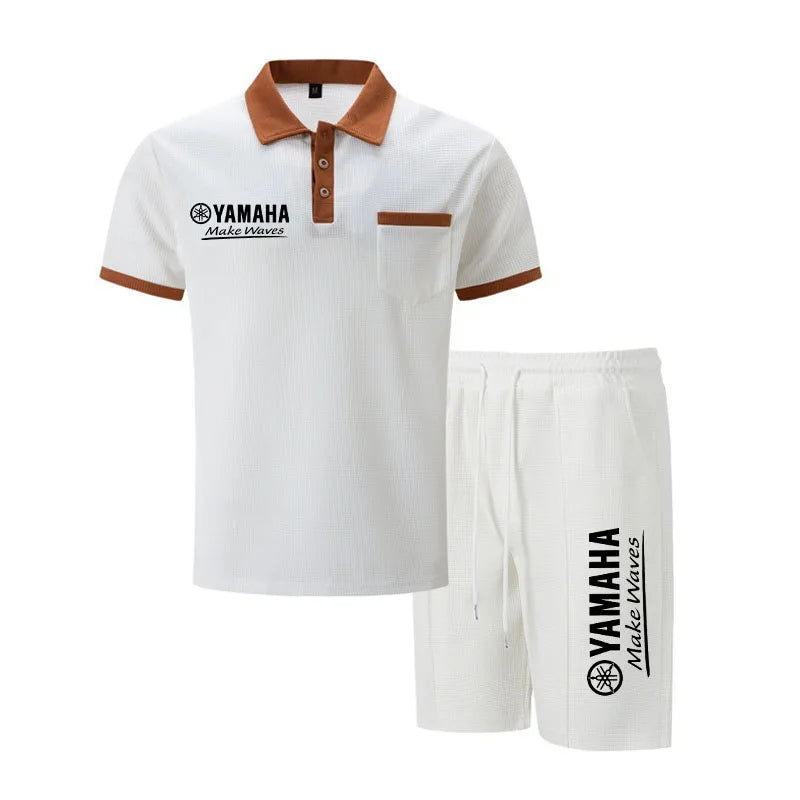Herren Waffelpiqué-Polo & Shorts Set – Atmungsaktive lässige Streetwear