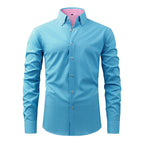 Men's Long Sleeve Striped Shirt – Non-Iron Business Dress Shirt