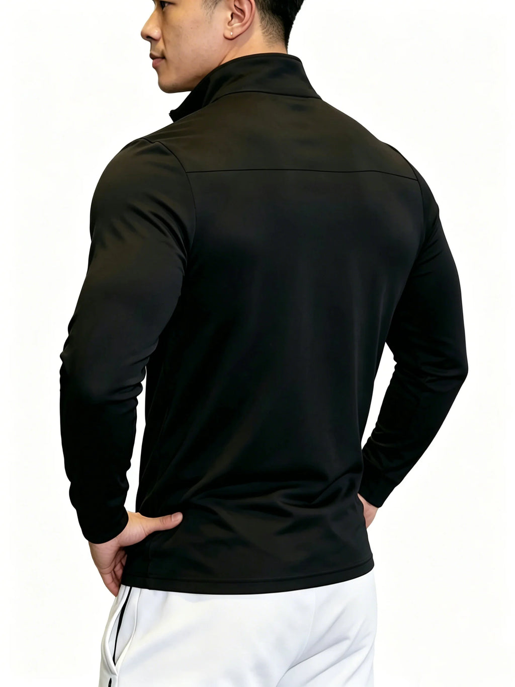 Maglia Sportiva Uomo Manica Lunga con Mezza Zip – Asciugatura Rapida in Poliestere per Palestra e Sport