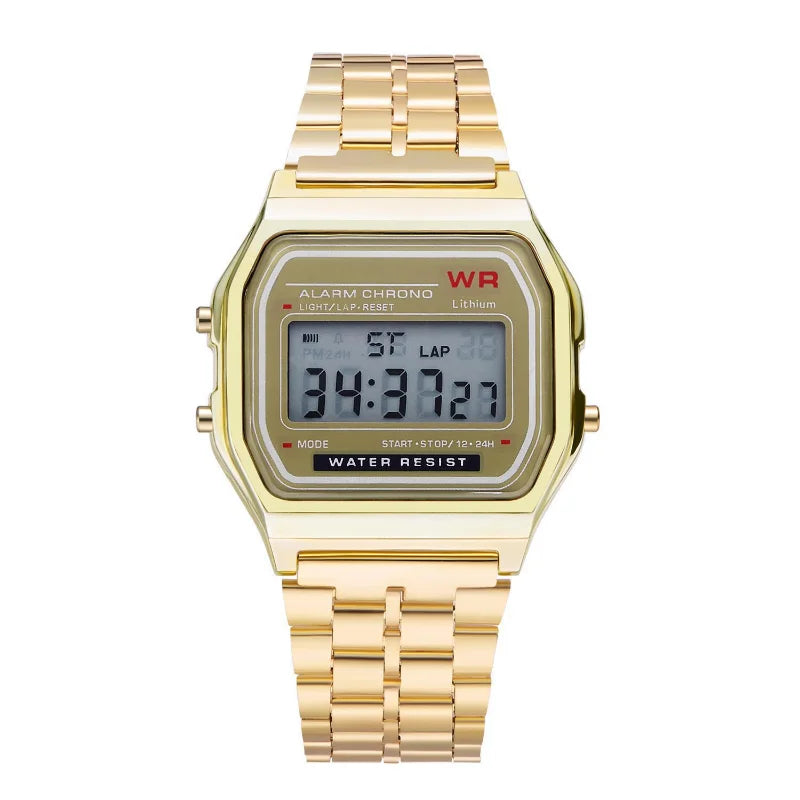 Orologio Digitale LED F91W con Cinturino in Acciaio – Unisex Multifunzione Sport ed Eleganza
