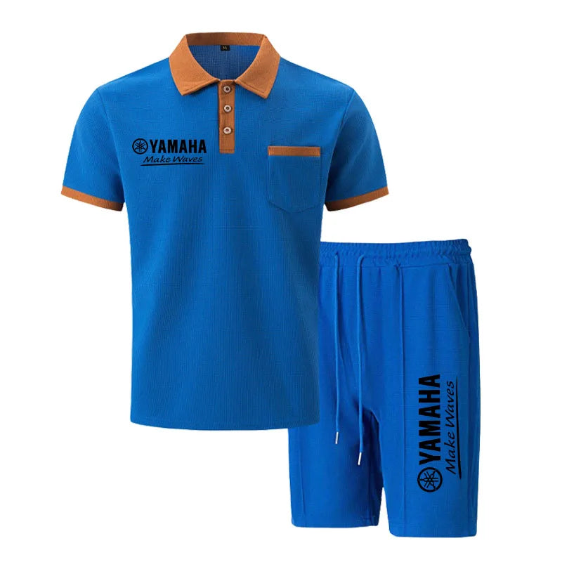 Herren Waffelpiqué-Polo & Shorts Set – Atmungsaktive lässige Streetwear