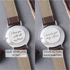 Geschenke mit Handschrift für den Bräutigam, gravierte Uhr für Männer