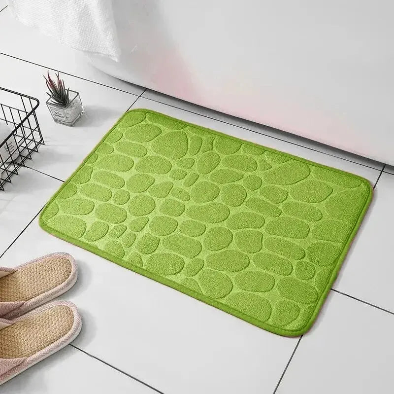 Tappeto in Fibra Goffrata Antiscivolo – Effetto Ciottoli per Bagno e Soggiorno, Memory Foam