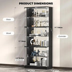 Vitrine mit 6 Regalböden 180 cm mit RGB-Beleuchtung und Spiegel