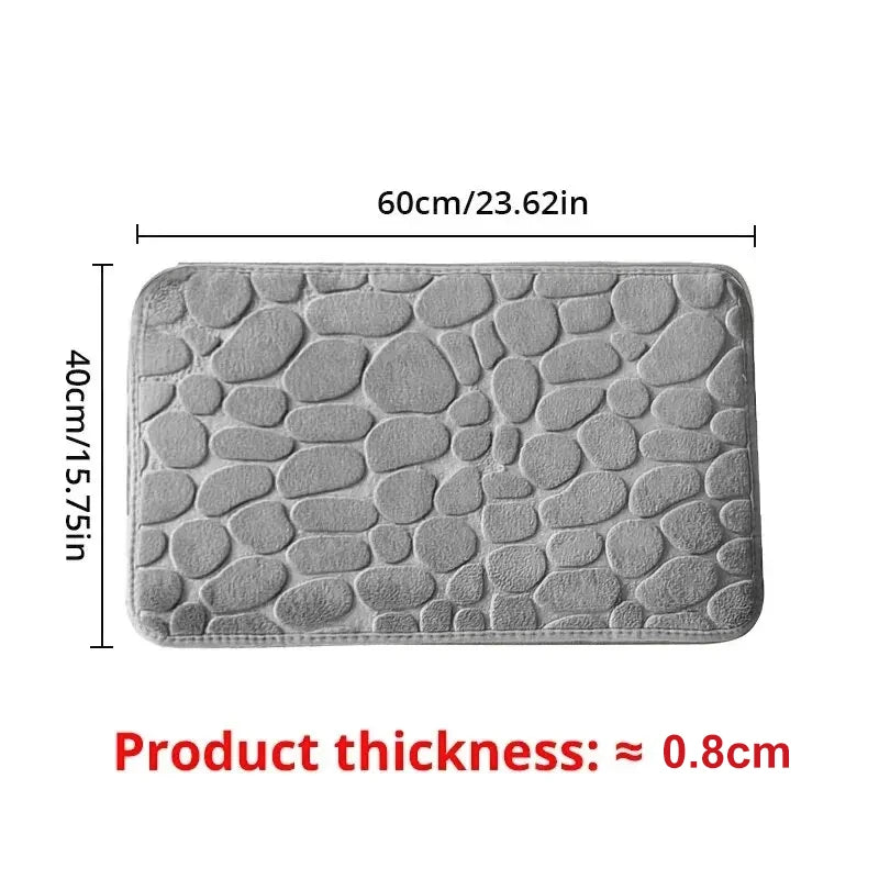 Tappeto in Fibra Goffrata Antiscivolo – Effetto Ciottoli per Bagno e Soggiorno, Memory Foam