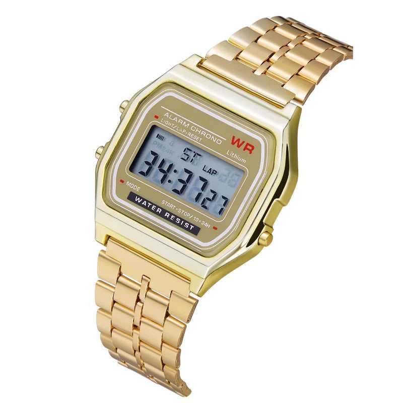 Orologio Digitale LED F91W con Cinturino in Acciaio – Unisex Multifunzione Sport ed Eleganza