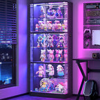 Vitrine mit 6 Regalböden 180 cm mit RGB-Beleuchtung und Spiegel