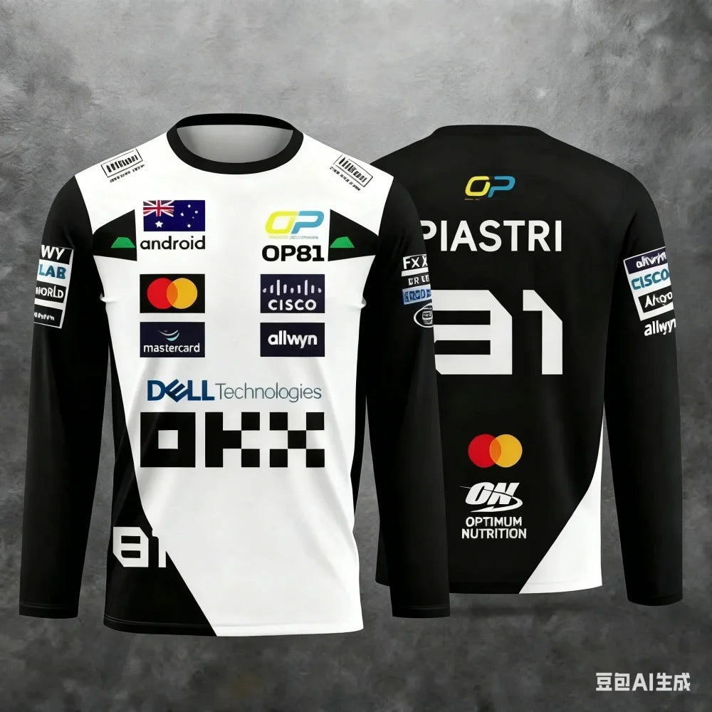 Top Manica Lunga Stile Racing Norris No.4 – Tessuto Traspirante Asciugatura Rapida per Fan e Sport