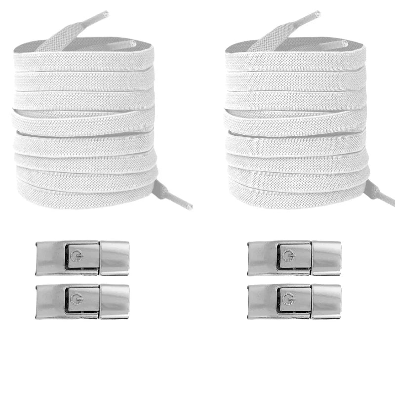 Lacci Elastici Senza Nodo con Chiusura a Pressione – Piatti 8mm per Sneaker, Bambini e Adulti