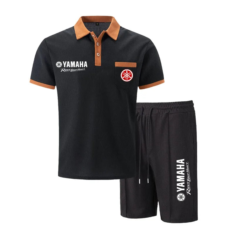Herren Waffelpiqué-Polo & Shorts Set – Atmungsaktive lässige Streetwear