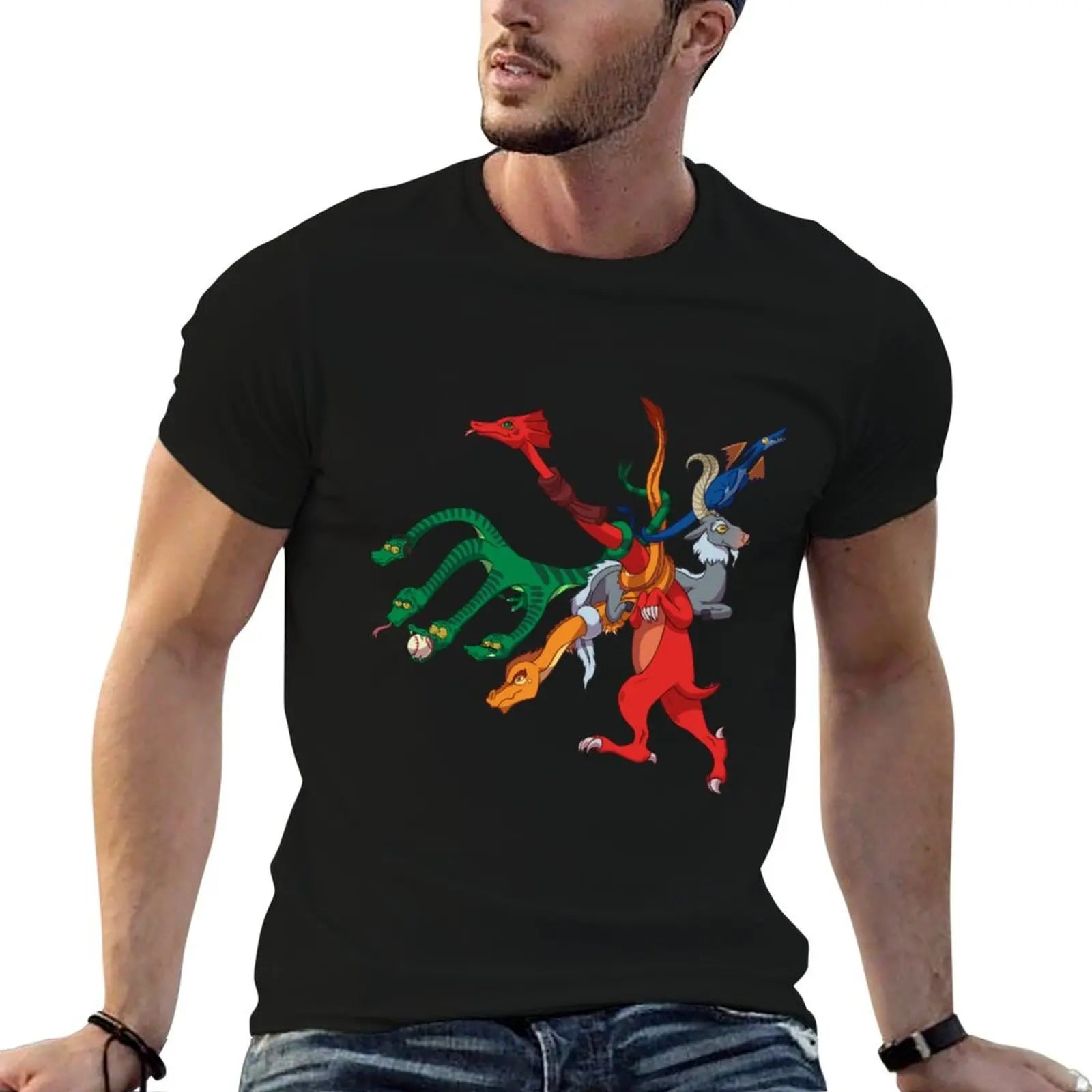Drachen-Print Klassisches T-Shirt – Herren Freizeit-T-Shirt