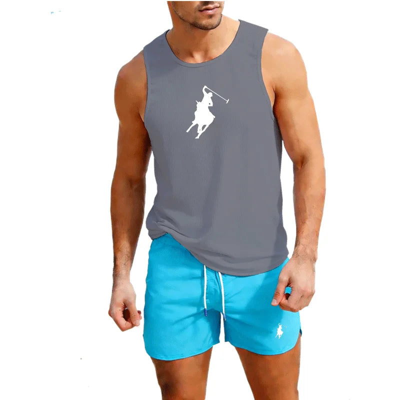Herren Sport-Set aus Weste und Shorts – 2-teilige Sommer-Sportbekleidung